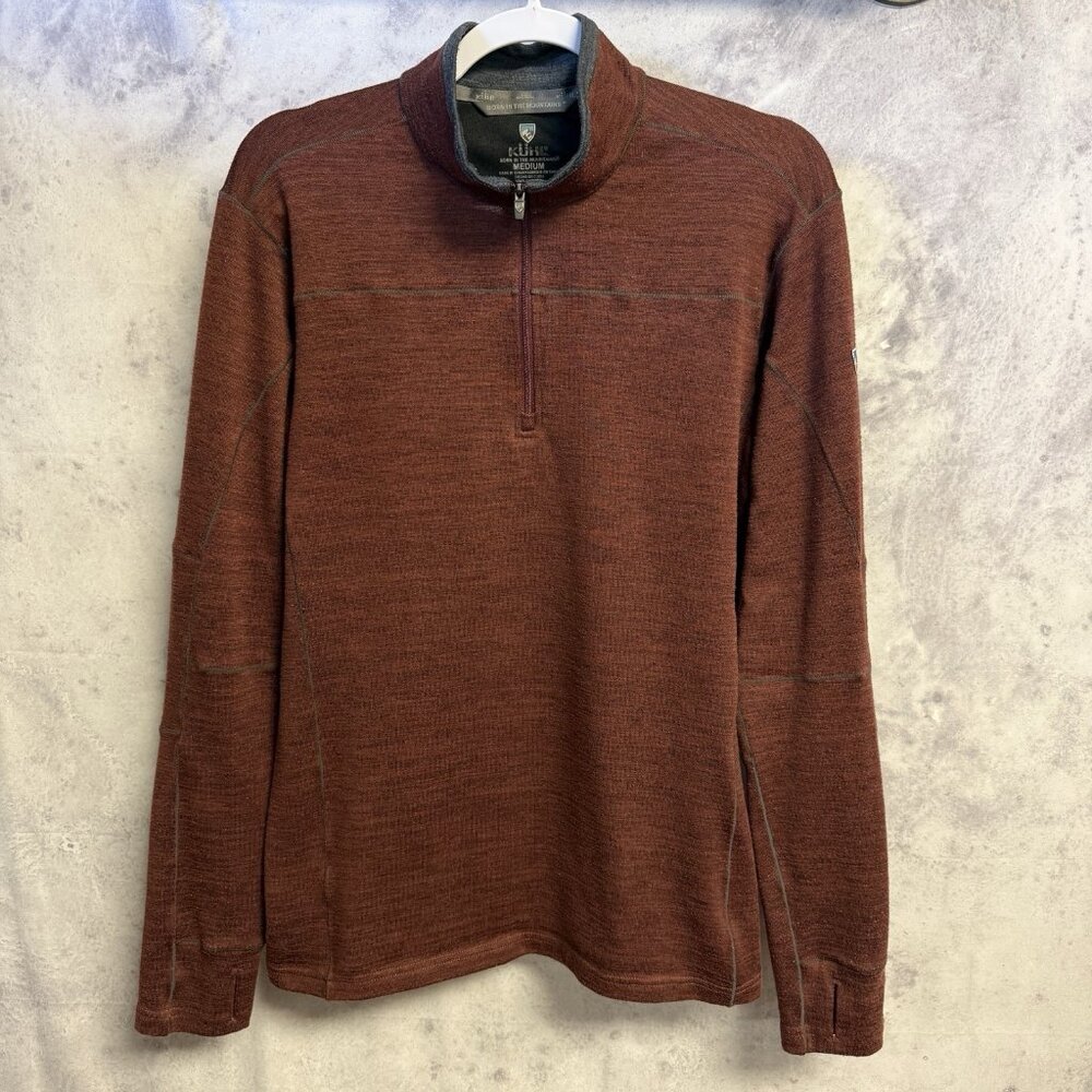 KUHL 1/2 Zip Long Sleeve Shirt Mens Large Maroon Red Outdoor Hiking